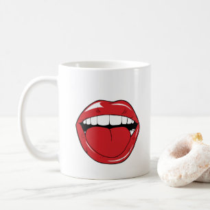 Taza De Café Texto personalizado labios rojos divertidos boca d