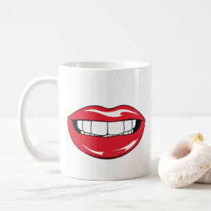 Taza De Café Texto personalizado labios rojos divertidos boca d