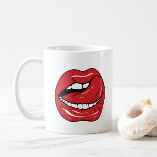 Taza De Café Texto personalizado labios rojos divertidos boca d