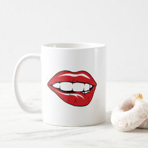 Taza De Café Texto personalizado labios rojos divertidos boca d