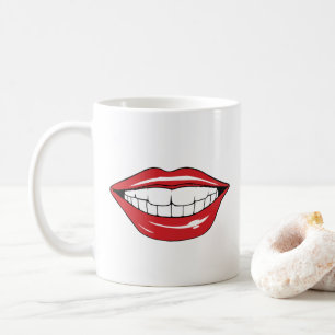 Taza De Café Texto personalizado labios rojos divertidos boca d