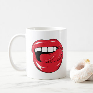 Taza De Café Texto personalizado labios rojos divertidos boca d
