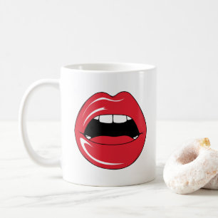 Taza De Café Texto personalizado labios rojos divertidos boca d