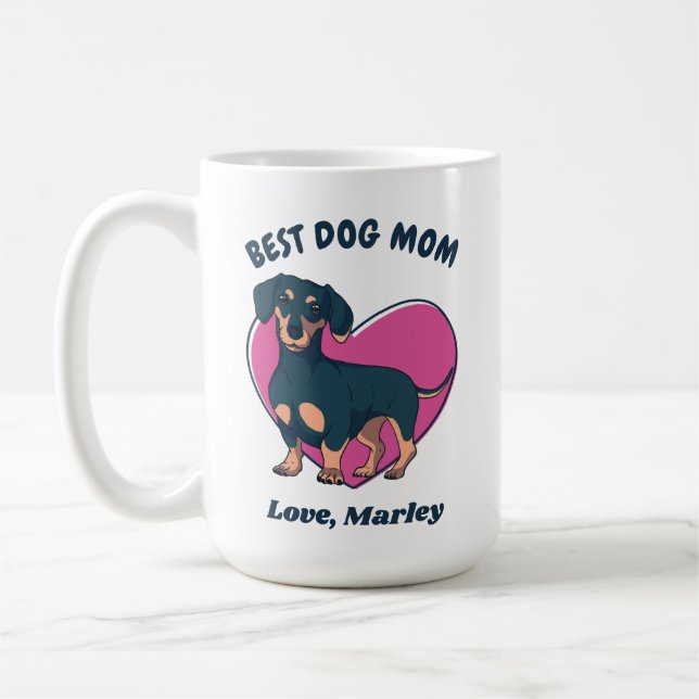 Taza De Café Texto personalizado Personalizado de mamá de perro (Izquierda)