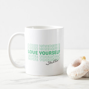 Taza De Café Texto personalizado retro ondulado de amor propio 