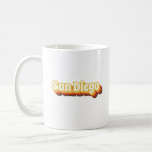 Taza De Café Texto retro vintage de San Diego