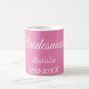 Taza De Café Texto simple minimalista rosa dama de honor agrega