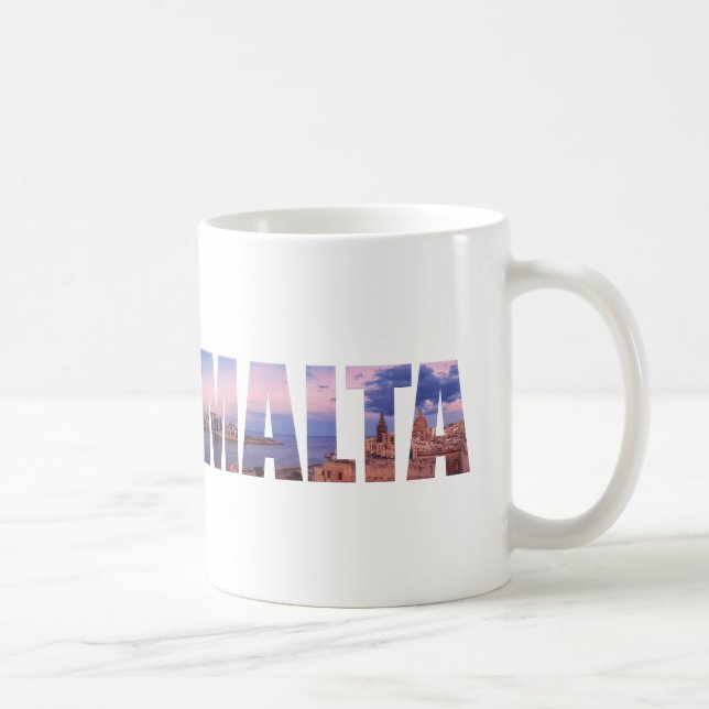 Taza De Café Texto sobre el casco antiguo de La Valeta y el pue (Derecha)