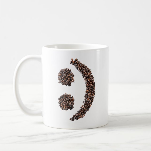 Taza De Café Texto sonriente de café sin Emoji cara (Izquierda)