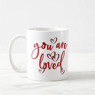 Taza De Café Texto y corazones "Eres querido"