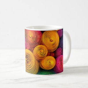 Taza De Café Textura abstracta de círculos concéntricos multico