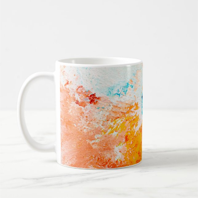 Taza De Café textura abstracta de pintura al óleo sobre lienzo, (Izquierda)