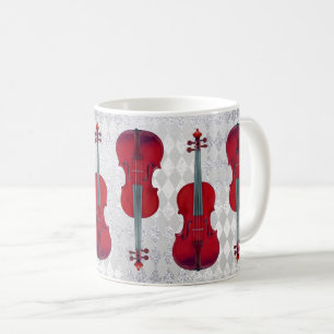 Taza De Café Textura brillante de los gris plateados del violín