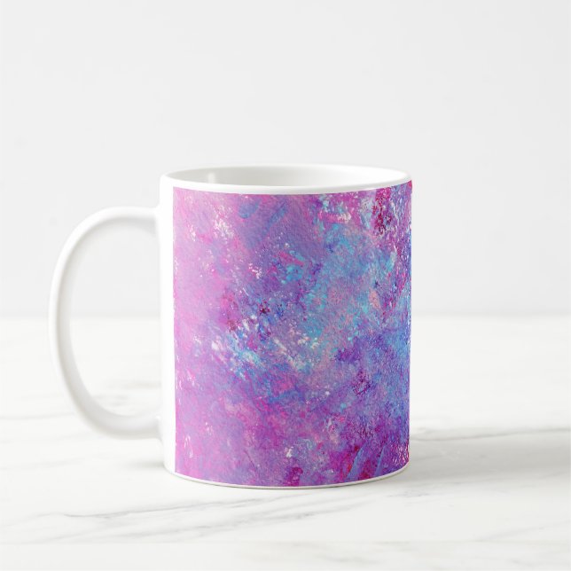 Taza De Café Textura creativa rosa-azul, manchas de pintura. (Izquierda)