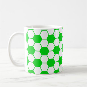 Taza De Café Textura de balón de fútbol - Blanco y verde 