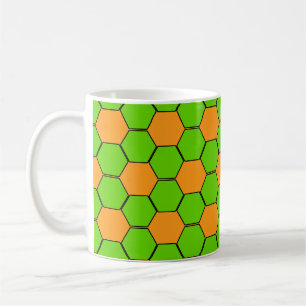Taza De Café Textura de balón de fútbol - Naranja y verde