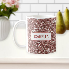 Taza De Café Textura de brillo de oro rosa falso con tu nombre