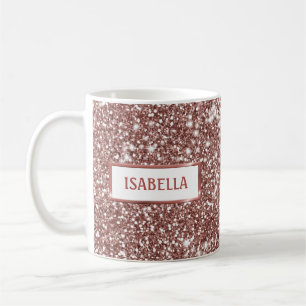 Taza De Café Textura de brillo de oro rosa falso con tu nombre