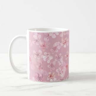 Taza De Café Textura de color de agua de cerezo de flor de Saku
