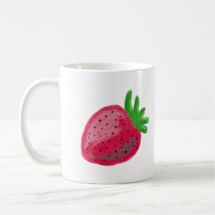 Taza De Café Textura de crayón adorable fresa roja