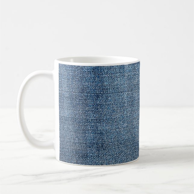 Taza De Café Textura de denim de Shabby para fondo. Jeans azule (Izquierda)