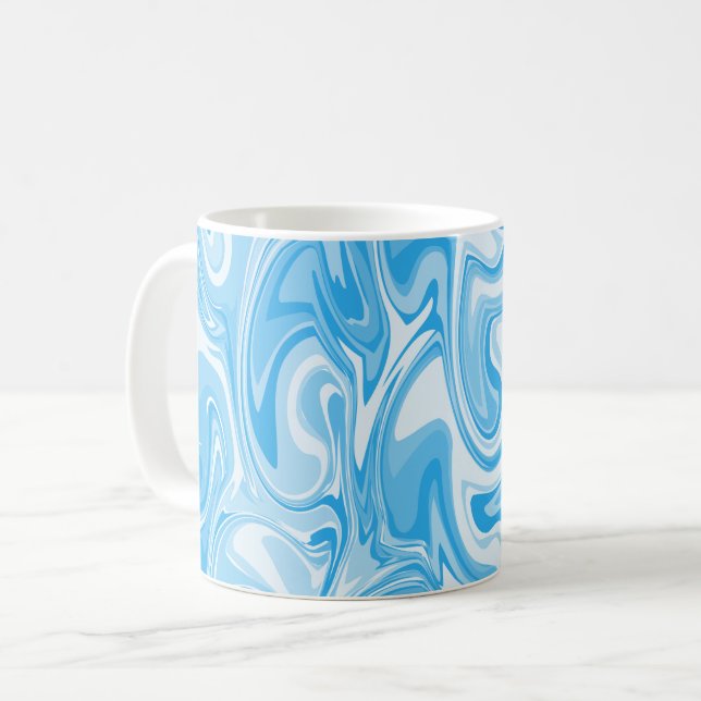 Taza De Café Textura de giro de mármol - tonos azules (Anverso izquierdo)