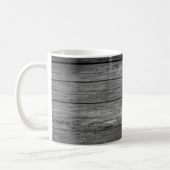 Taza De Café Textura de grano gris de madera de tablero (Izquierda)