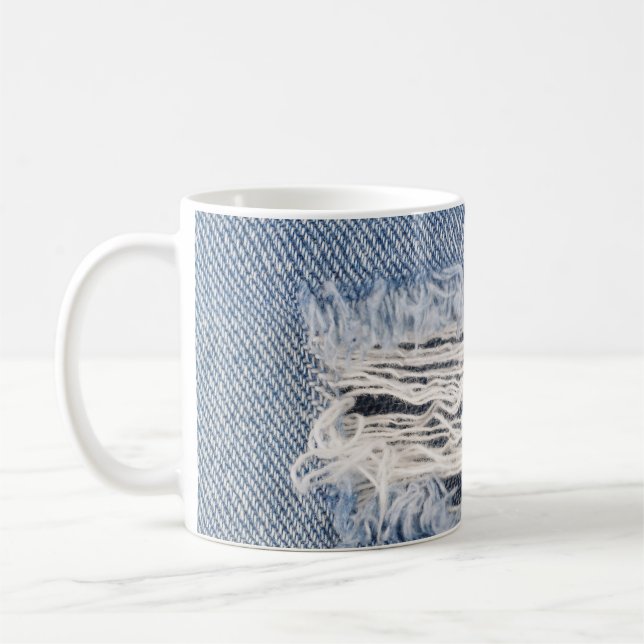 Taza De Café Textura de jeans desvergonzados (Izquierda)