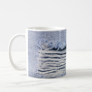 Taza De Café Textura de jeans rotos con azul claro