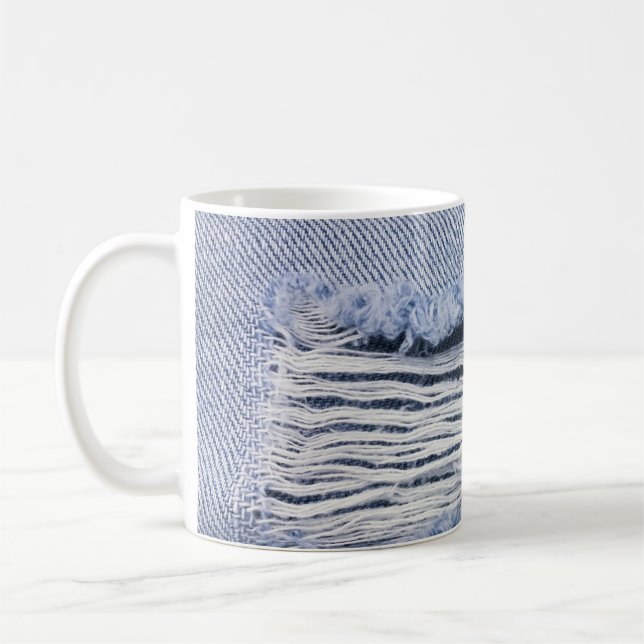 Taza De Café Textura de jeans rotos con azul claro (Izquierda)