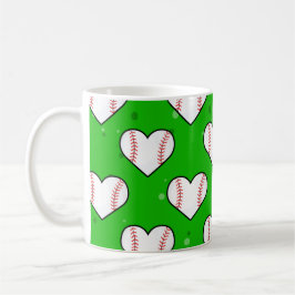 Taza De Café Textura de la pelota de béisbol en forma de corazó
