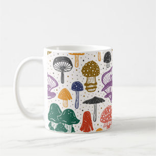 Taza De Café Textura de la tinta de las setas del bosque