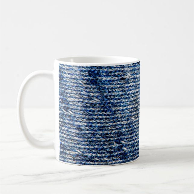Taza De Café Textura de lana de punto azul (Izquierda)