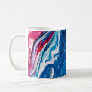 Taza De Café Textura de mármol azul rojo