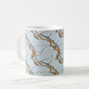 Taza De Café Textura de mármol blanco con vetas de oro agrietad