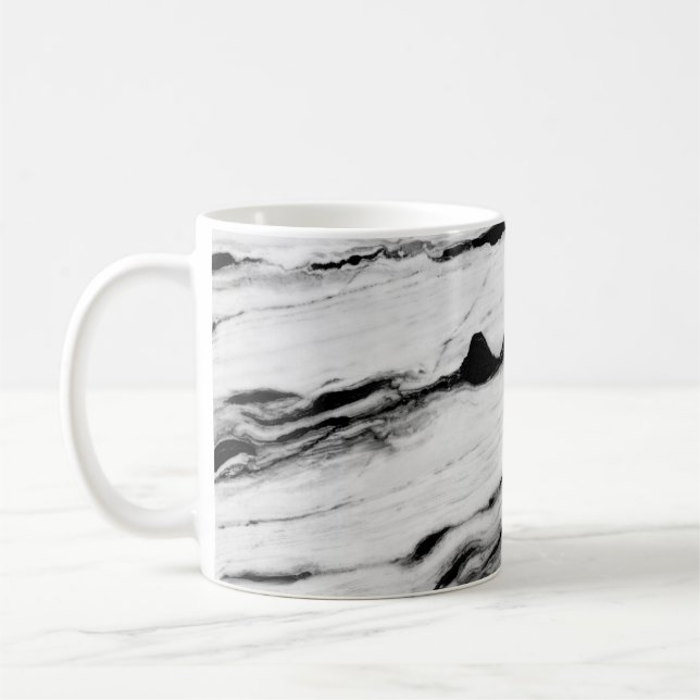 Taza De Café textura de mármol blanco y negro natural, lujosa  (Izquierda)