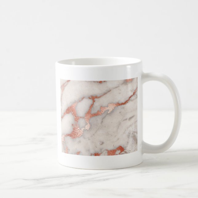 Taza De Café Textura de mármol de oro Rosa (Derecha)