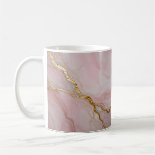 Taza De Café Textura de mármol dorado y rosa