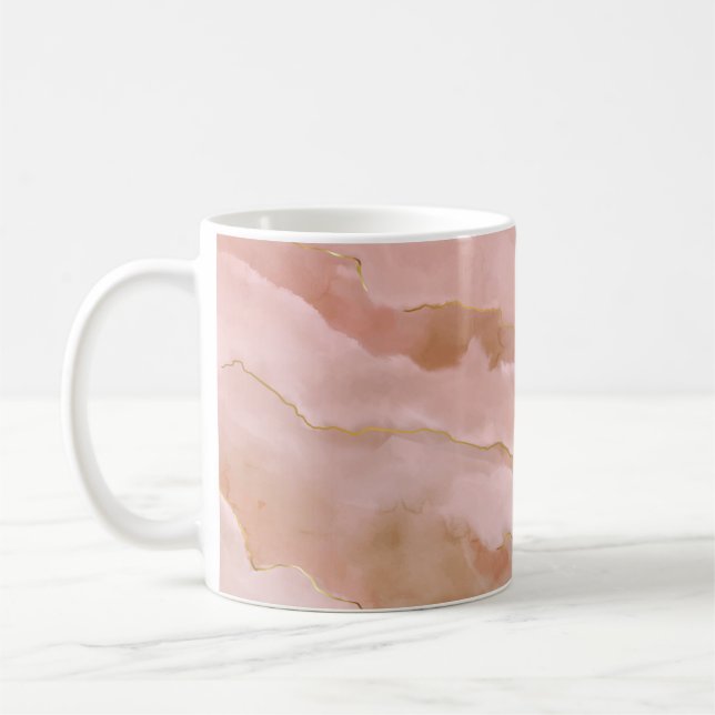Taza De Café Textura de mármol líquido rosa (Izquierda)