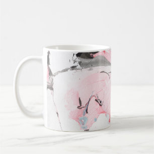Taza De Café Textura de mármol rosa y negro. Dibujo de mano
