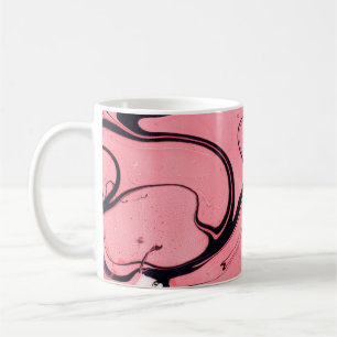 Taza De Café Textura de mármol rosa y negro. Pintado de mano