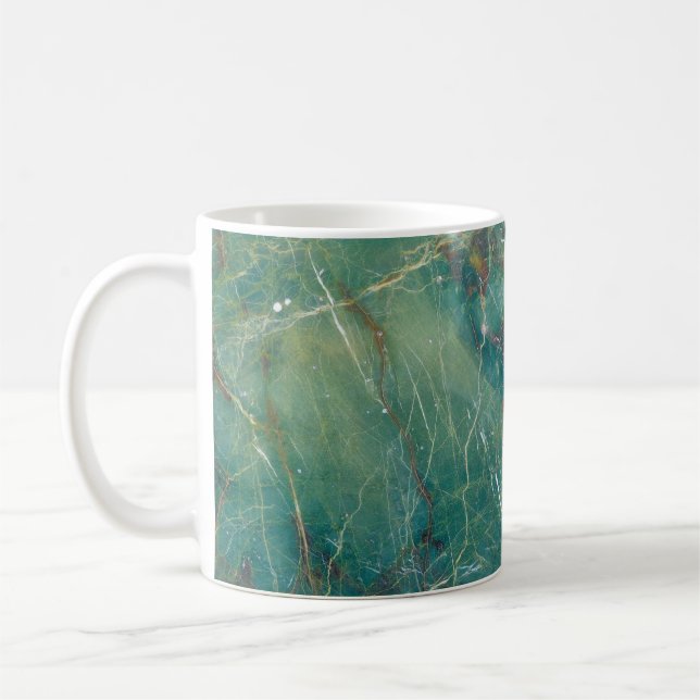 Taza De Café Textura de mármol verde malaquita, estructura de d (Izquierda)