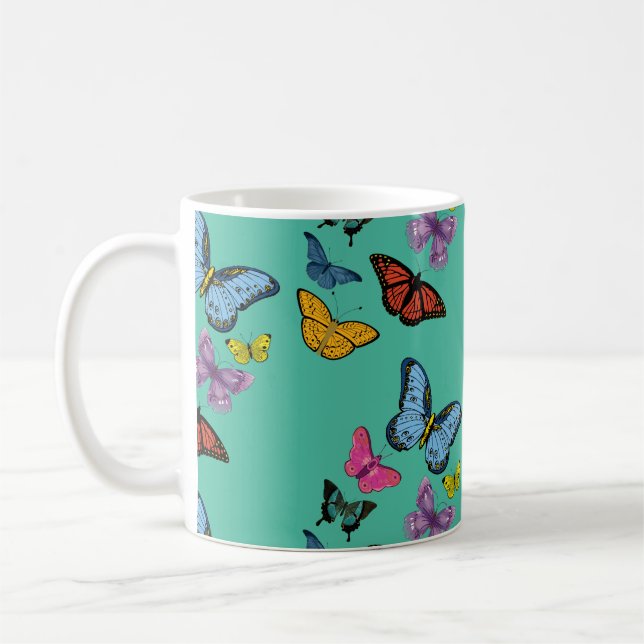 Taza De Café Textura de patrón de mariposa (Izquierda)