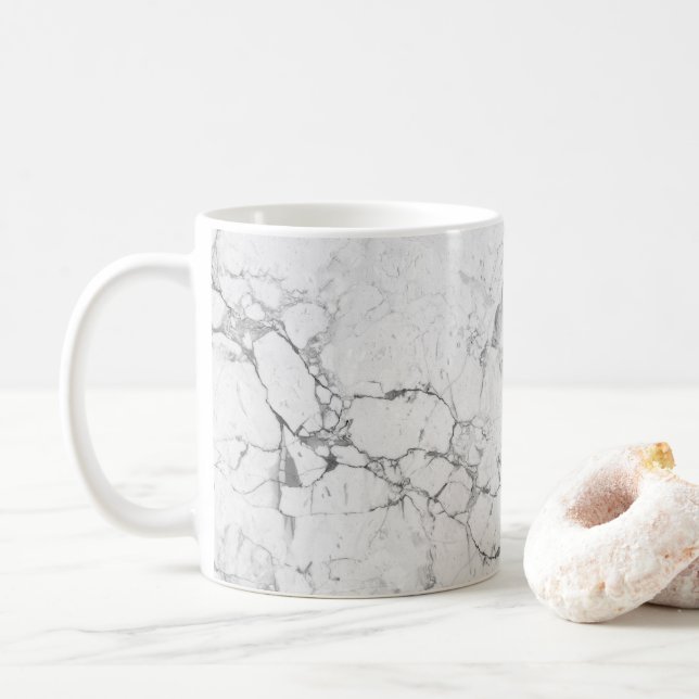 Taza De Café Textura de piedra blanca (Con donut)