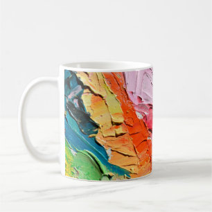 Taza De Café Textura de pintura de aceite multicolor. Retroceso
