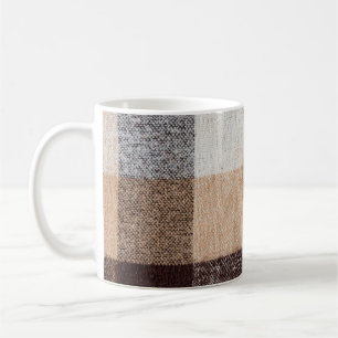 Taza De Café Textura de tela de lana trenzada de color marrón. 