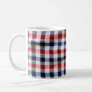 Taza De Café textura de tela escocesa, tela de algodón cuadrado