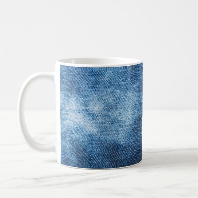 Taza De Café Textura de vaqueros de denim azul (Izquierda)