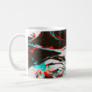 Taza De Café Textura distorsionada y rayada del surf con tinta