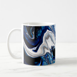 Taza De Café Textura líquida de mármol abstracto en gli blanco 
